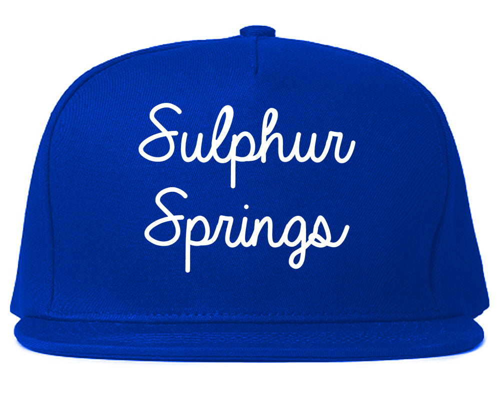 Sulphur Springs Texas TX Script Mens Snapback Hat Royal Blue