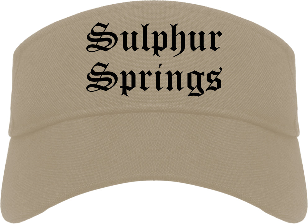 Sulphur Springs Texas TX Old English Mens Visor Cap Hat Khaki