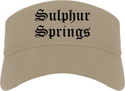 Sulphur Springs Texas TX Old English Mens Visor Cap Hat Khaki