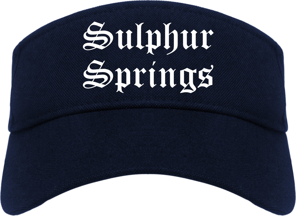 Sulphur Springs Texas TX Old English Mens Visor Cap Hat Navy Blue