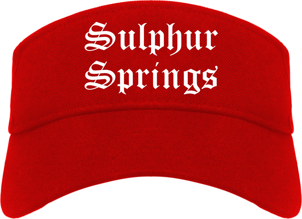 Sulphur Springs Texas TX Old English Mens Visor Cap Hat Red