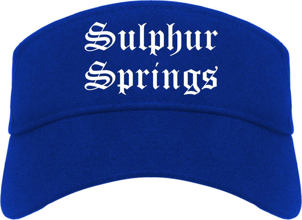 Sulphur Springs Texas TX Old English Mens Visor Cap Hat Royal Blue