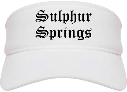 Sulphur Springs Texas TX Old English Mens Visor Cap Hat White