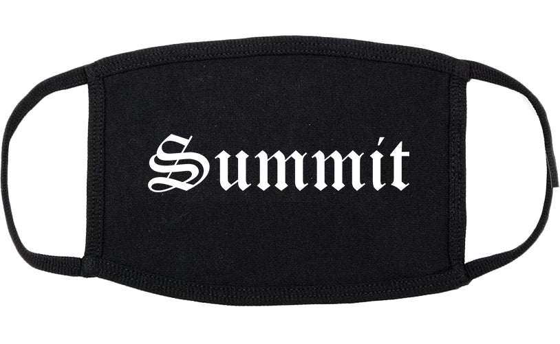 Summit Illinois IL Old English Cotton Face Mask Black