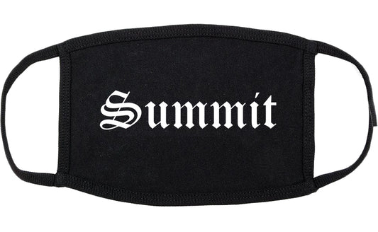 Summit Illinois IL Old English Cotton Face Mask Black