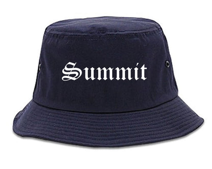 Summit Illinois IL Old English Mens Bucket Hat Navy Blue