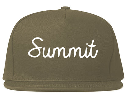 Summit Illinois IL Script Mens Snapback Hat Grey