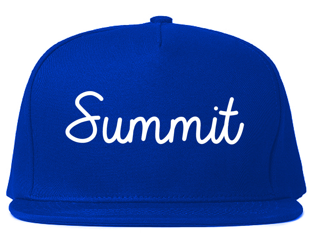 Summit Illinois IL Script Mens Snapback Hat Royal Blue