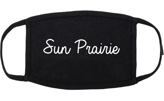 Sun Prairie Wisconsin WI Script Cotton Face Mask Black