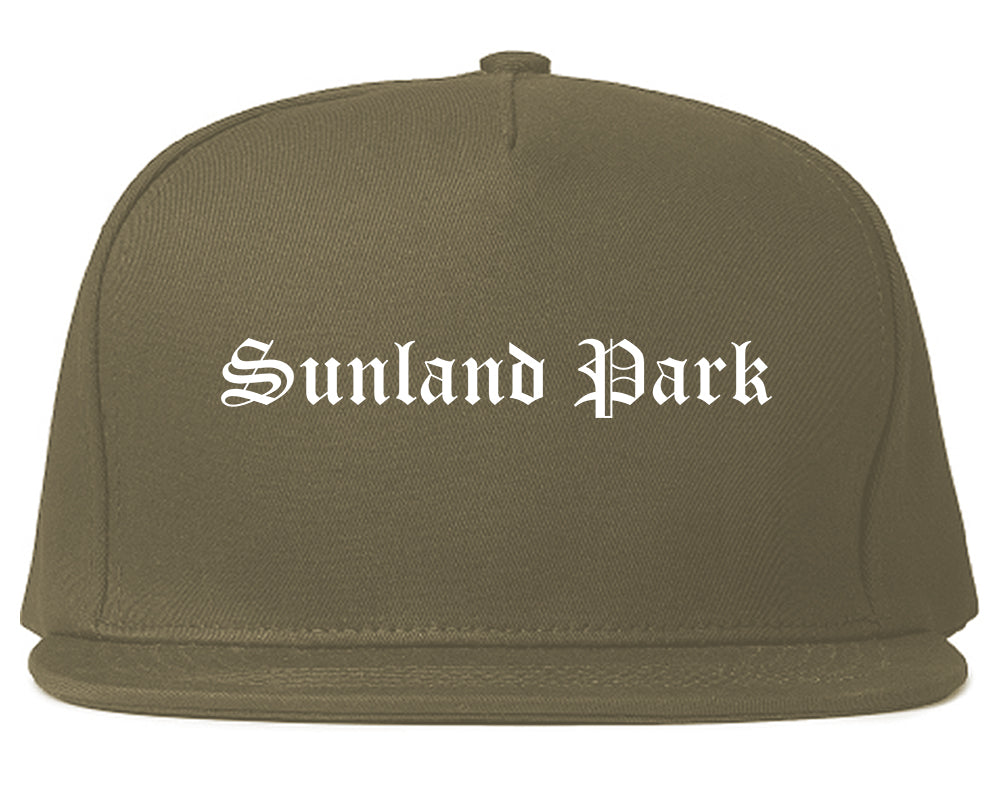 Sunland Park New Mexico NM Old English Mens Snapback Hat Grey