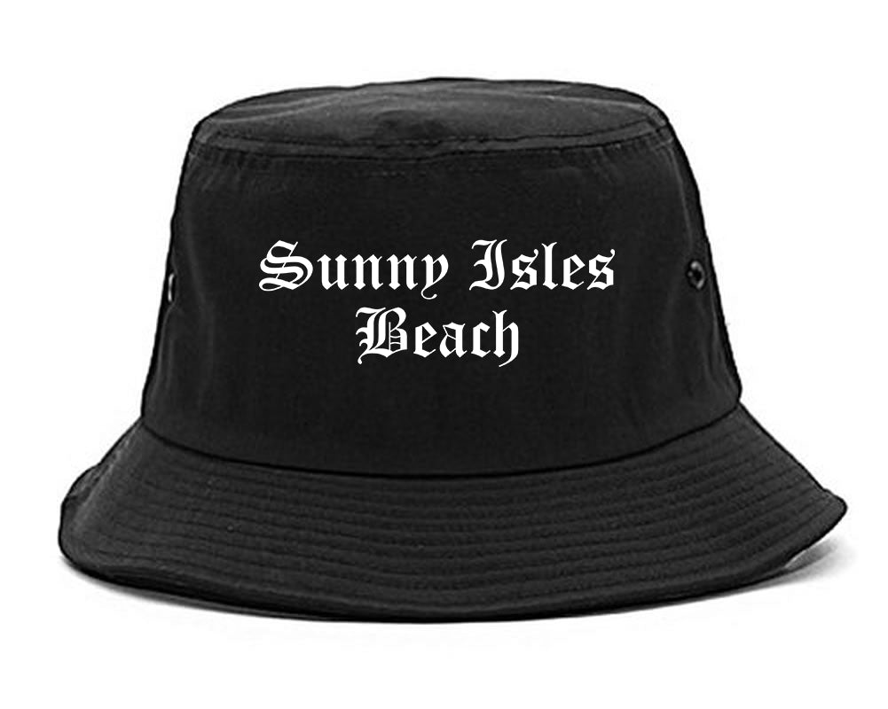 Sunny Isles Beach Florida FL Old English Mens Bucket Hat Black