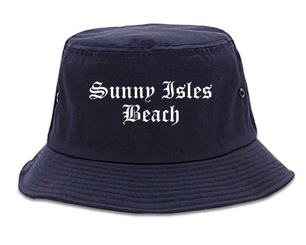 Sunny Isles Beach Florida FL Old English Mens Bucket Hat Navy Blue
