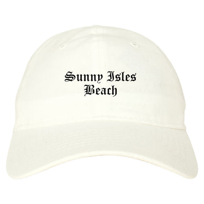 Sunny Isles Beach Florida FL Old English Mens Dad Hat Baseball Cap White