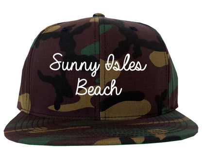 Sunny Isles Beach Florida FL Script Mens Snapback Hat Army Camo