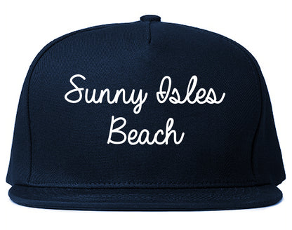 Sunny Isles Beach Florida FL Script Mens Snapback Hat Navy Blue