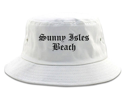 Sunny Isles Beach Florida FL Old English Mens Bucket Hat White