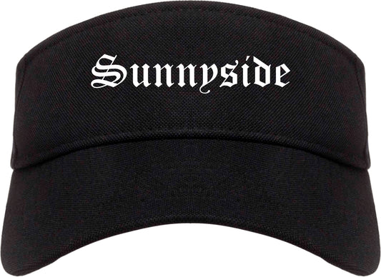 Sunnyside Washington WA Old English Mens Visor Cap Hat Black