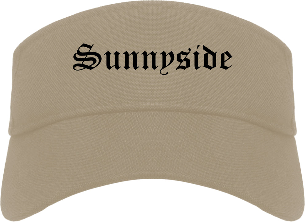 Sunnyside Washington WA Old English Mens Visor Cap Hat Khaki