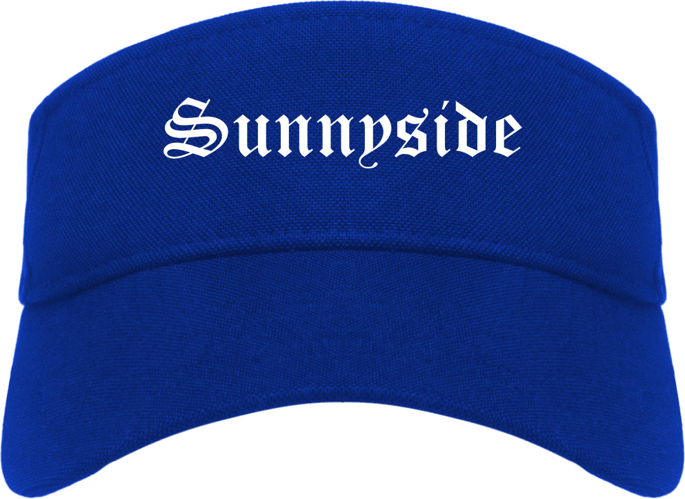 Sunnyside Washington WA Old English Mens Visor Cap Hat Royal Blue
