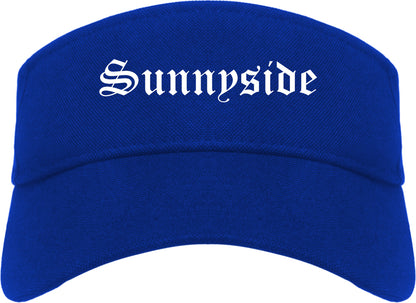 Sunnyside Washington WA Old English Mens Visor Cap Hat Royal Blue