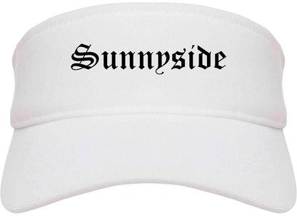 Sunnyside Washington WA Old English Mens Visor Cap Hat White