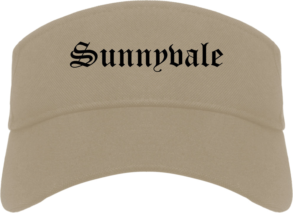 Sunnyvale California CA Old English Mens Visor Cap Hat Khaki