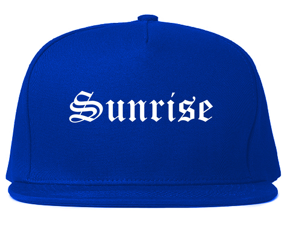 Sunrise Florida FL Old English Mens Snapback Hat Royal Blue