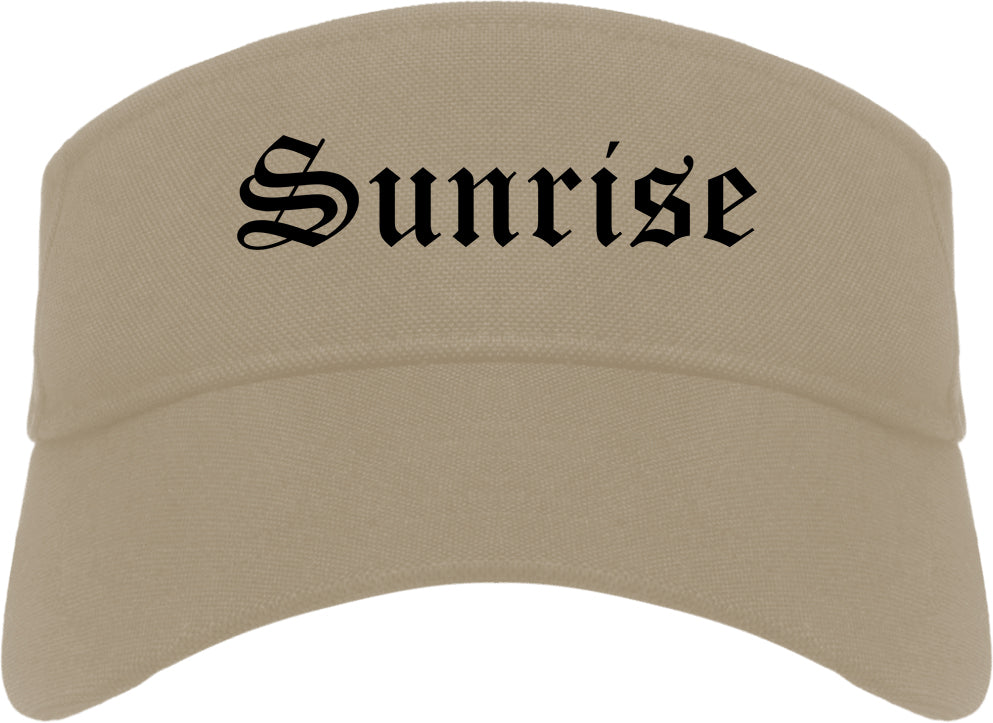 Sunrise Florida FL Old English Mens Visor Cap Hat Khaki