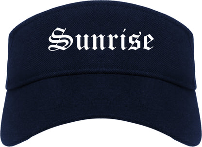 Sunrise Florida FL Old English Mens Visor Cap Hat Navy Blue