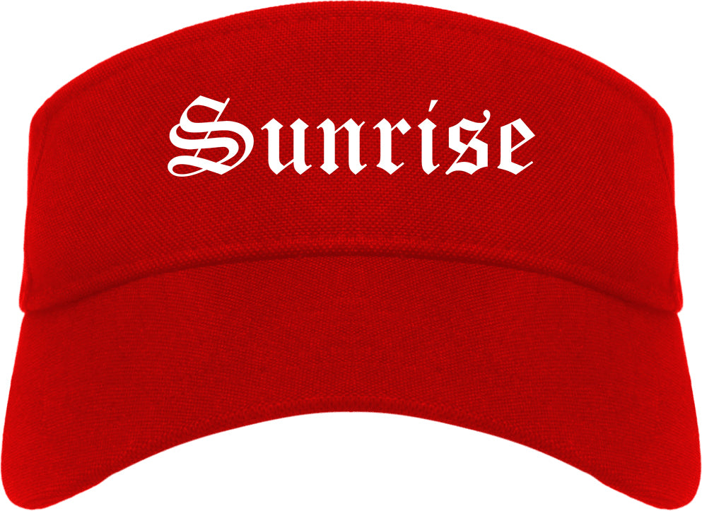 Sunrise Florida FL Old English Mens Visor Cap Hat Red