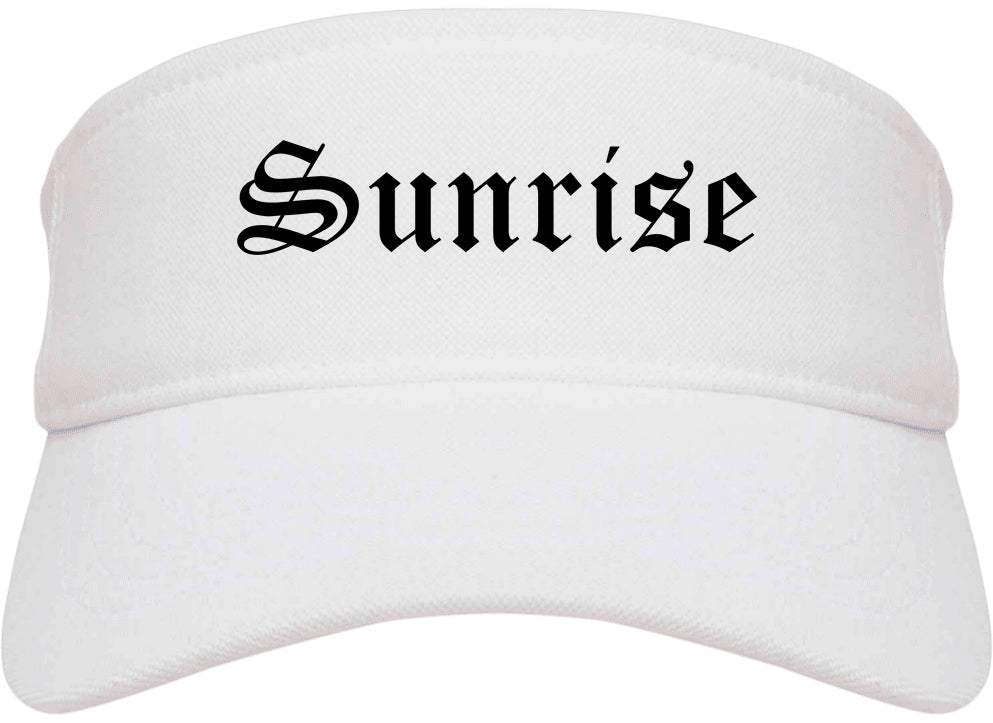 Sunrise Florida FL Old English Mens Visor Cap Hat White