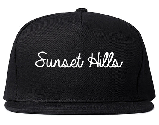 Sunset Hills Missouri MO Script Mens Snapback Hat Black