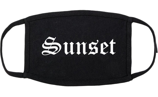 Sunset Utah UT Old English Cotton Face Mask Black
