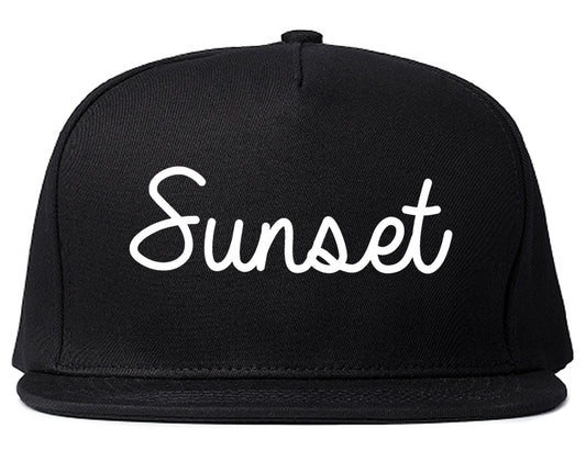 Sunset Utah UT Script Mens Snapback Hat Black