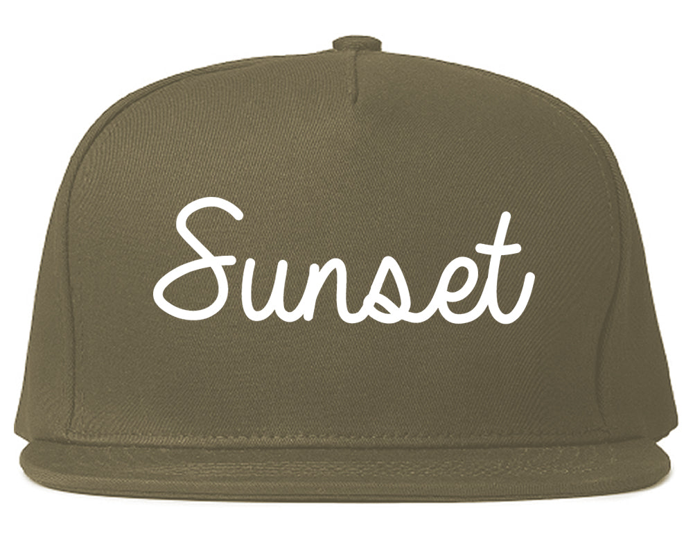 Sunset Utah UT Script Mens Snapback Hat Grey