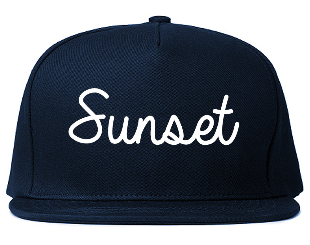 Sunset Utah UT Script Mens Snapback Hat Navy Blue