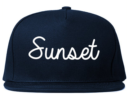 Sunset Utah UT Script Mens Snapback Hat Navy Blue