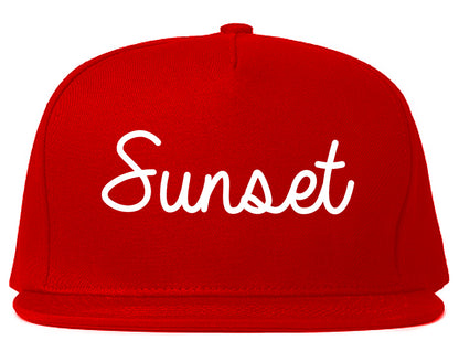 Sunset Utah UT Script Mens Snapback Hat Red