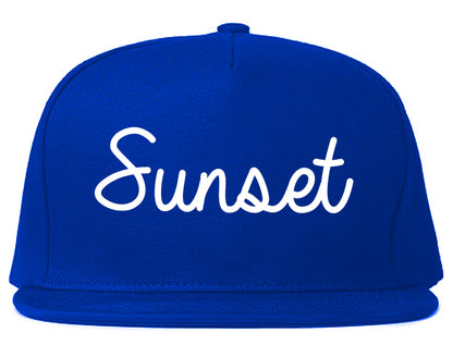 Sunset Utah UT Script Mens Snapback Hat Royal Blue