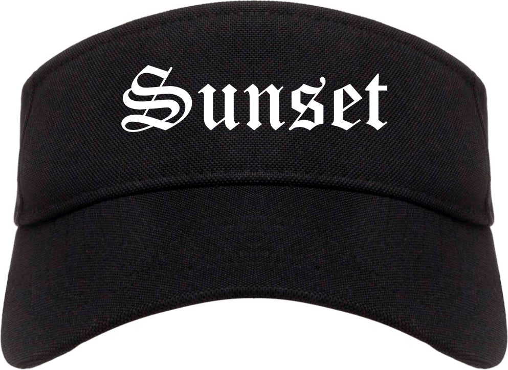 Sunset Utah UT Old English Mens Visor Cap Hat Black