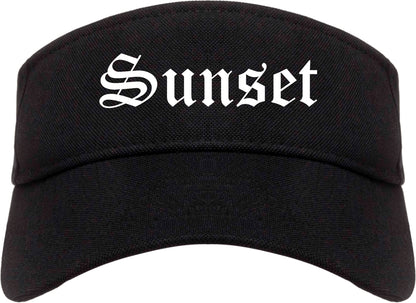 Sunset Utah UT Old English Mens Visor Cap Hat Black