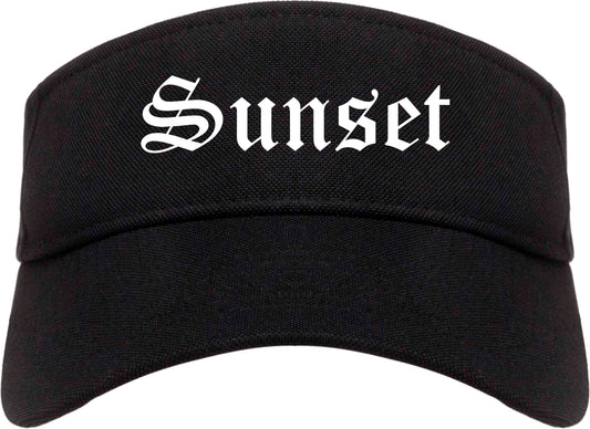 Sunset Utah UT Old English Mens Visor Cap Hat Black