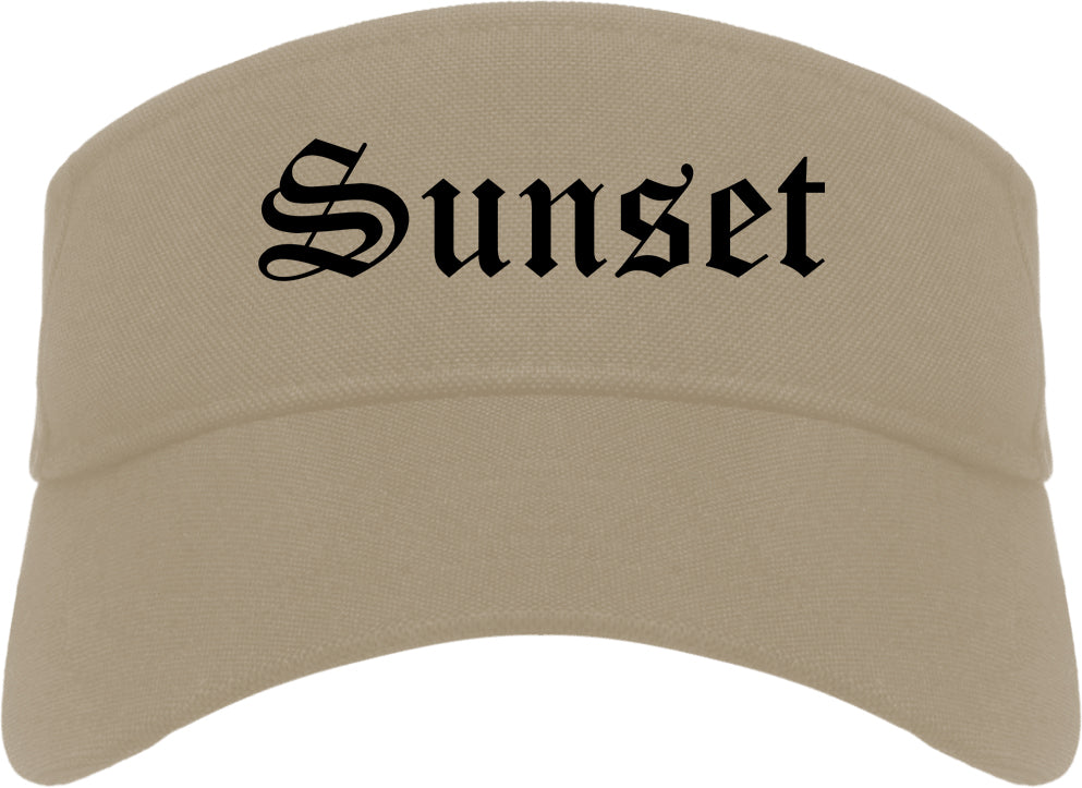 Sunset Utah UT Old English Mens Visor Cap Hat Khaki