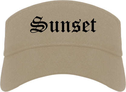 Sunset Utah UT Old English Mens Visor Cap Hat Khaki