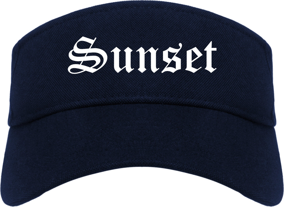 Sunset Utah UT Old English Mens Visor Cap Hat Navy Blue
