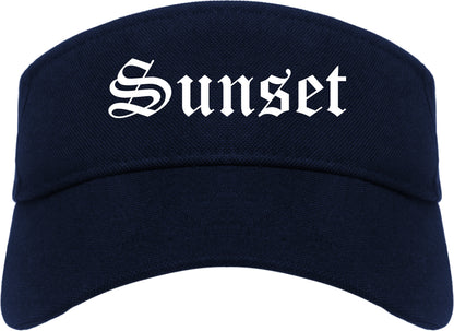 Sunset Utah UT Old English Mens Visor Cap Hat Navy Blue