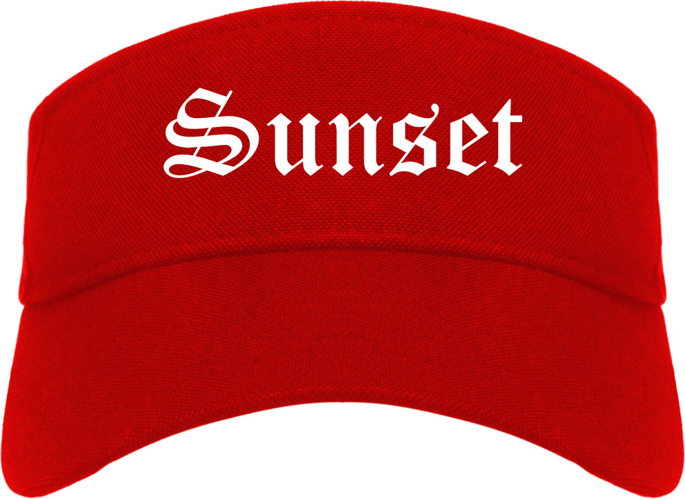 Sunset Utah UT Old English Mens Visor Cap Hat Red