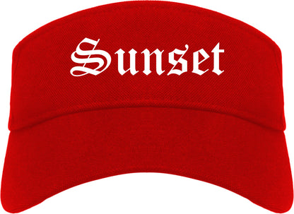 Sunset Utah UT Old English Mens Visor Cap Hat Red