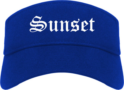 Sunset Utah UT Old English Mens Visor Cap Hat Royal Blue