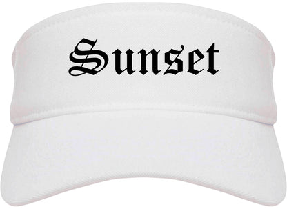 Sunset Utah UT Old English Mens Visor Cap Hat White